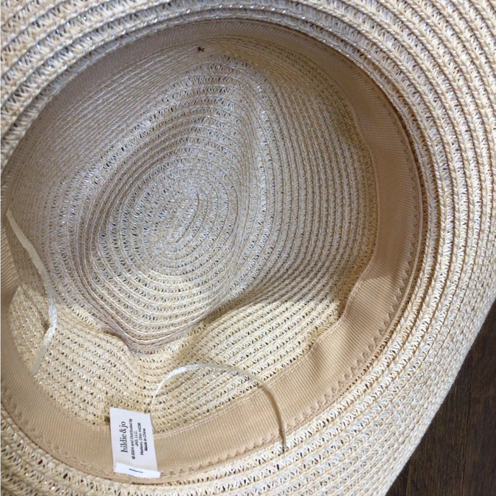 NEW! Upcycled Ruxpinsrags Desert Rose Straw Wide-Brim Sun Hat with Red Band - Picture 4 of 5